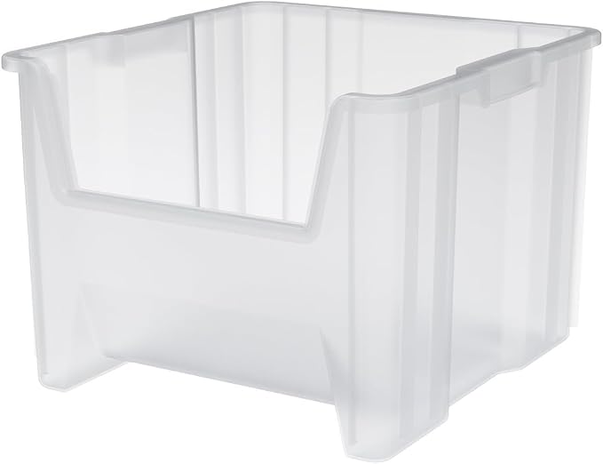 Akro-Mils 13018 Stak-N-Store Stackable Storage Bins, Heavy Duty Garage Storage Containers, Open Front Plastic Organizer for Tools, Shelves, Closet Organizer, 17-1/2" x 16-1/2" x 12-1/2", Clear, 2-Pack