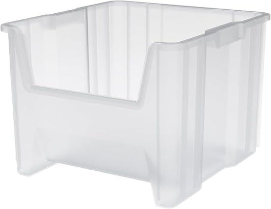 Akro-Mils 13018 Stak-N-Store Stackable Storage Bins, Heavy Duty Garage Storage Containers, Open Front Plastic Organizer for Tools, Shelves, Closet Organizer, 17-1/2" x 16-1/2" x 12-1/2", Clear, 2-Pack