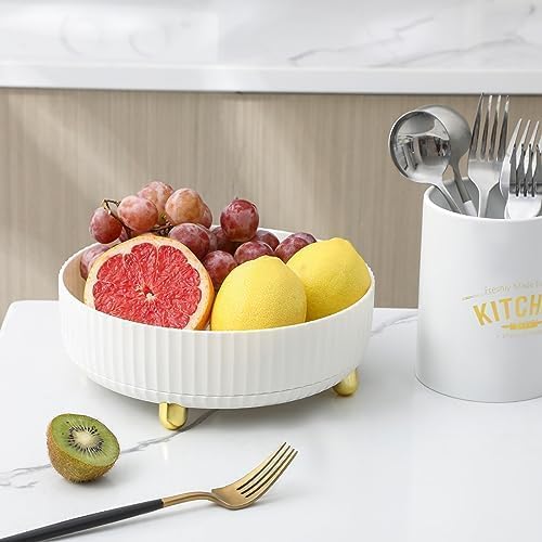 360 Rotating Makeup Perfume Organizer Skincare Tray, Small Ivory White | 360 Degree Spinning Lazy Susan Organizer Lotion Cosmetics Storage for Dresser, Vanity, Bathroom Countertop
