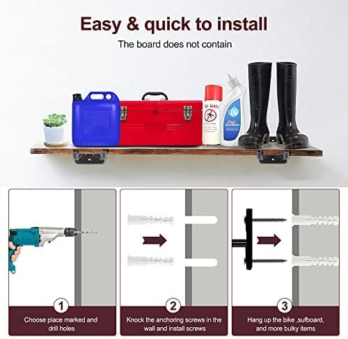 Sinoer 4 Pack Metal Wall Mount Garage Double Storage Hooks | 12.44 inch heavy double wall hooks store ladders, bikes, tires, garden tools & strollers for garage storage