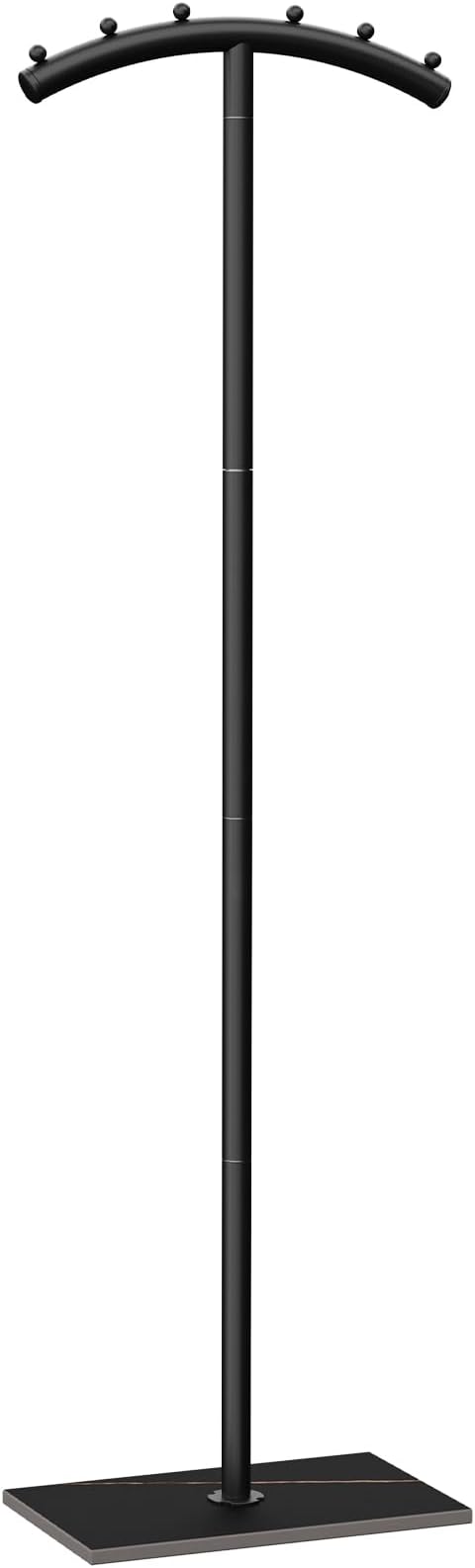 T-Shaped Metal Clothing Racks,Freestanding Coat Tree,68.9in,Black | Coat Racks with Strong Load-Bearing Capacity, Clothes Hanger Stand with Natural Rock Base, Suitable for Outerwear,Handbags