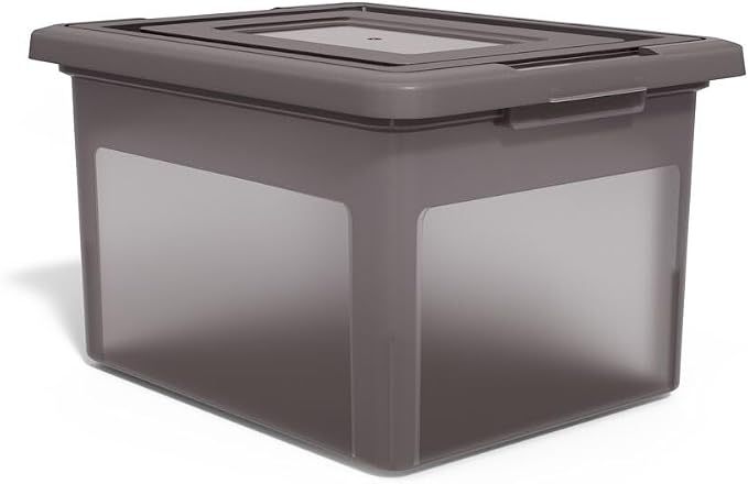 STAPLES File Box Plastic File Box Snap, Letter/Legal Size, Frost Gray, 2/Pack