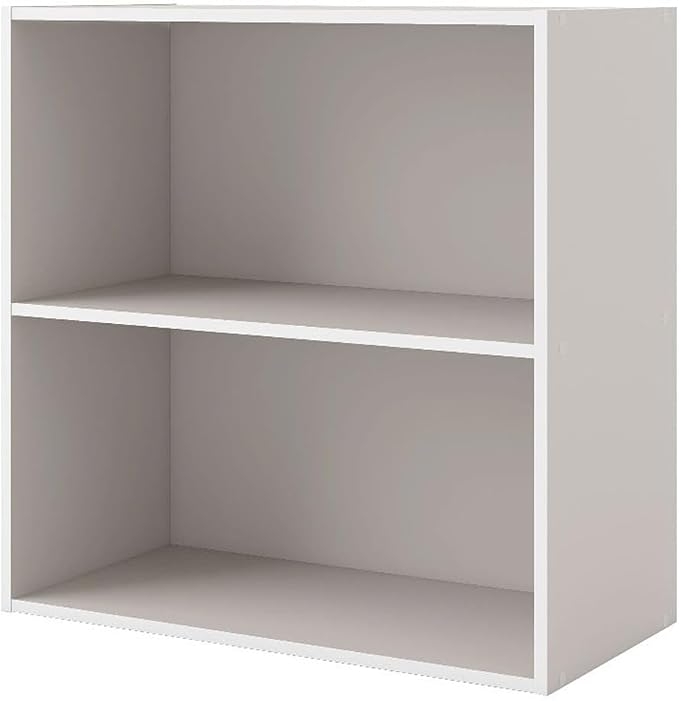 Homes: Inside + Out Apexa 2-Tier Cube Storage Organizer Shelves, Stackable Wood Bookcase Fits Cubby Bins for Organization, Dorm Teen Room Decor & Home Office, Taupe Grey