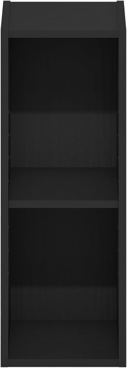 Furinno Fulda Book Shelf, 2-Tier Narrow Bookshelf, Bookcase with 8-in Width Storage Shelf, 9.3 x 7.9 x 21.2, for Living Room, Bedroom, Home Office, Blackwood