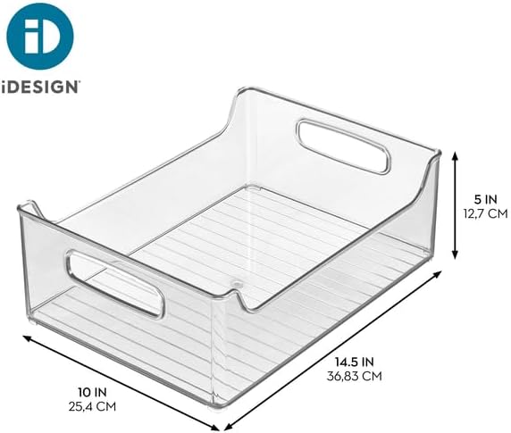 iDesign Stackable Storage Bin with Handles, Clear | For Pantry or Fridge, Made in USA