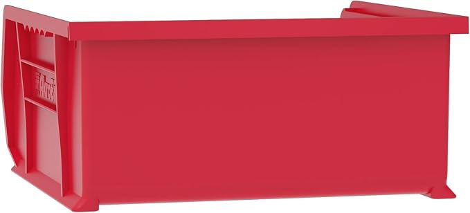 Akro-Mils 30235 AkroBins Plastic Storage Bins, 11"x11"x5", Red, 6-Pack | Space-Saving Stackable Bins for Garage, Pantry, Craft Organization