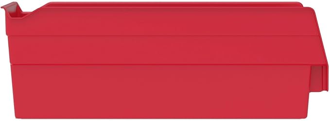 Akro-Mils 30120 Heavy Duty Plastic Shelf Bins, 12"x 4"x 4", Red, 24-Pack