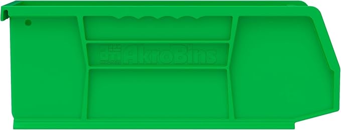 Akro-Mils 30224 AkroBins Plastic Storage Bins, 11"x 4"x 4", Green, 12-Pack | Space-Saving Stackable Bins for Garage, Pantry, Craft Organization
