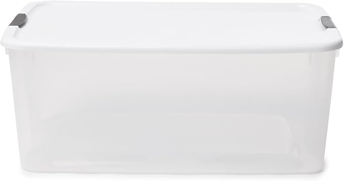 Sterilite Ultra Latch Box with Lids for Home and Office, 116 Quart, 8-Pack | Heavy-Duty and Stackable Plastic Containers with Latches for Closet, Cabinet, Bedroom, Bathroom and Dorm Room Organization