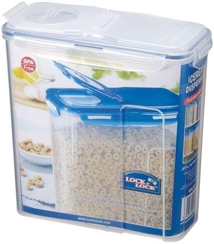LOCK & LOCK Easy Essentials Food lids (flip-top) / Pantry Storage/Airtight containers, BPA Free, top-16.5 Cup-for Cereal, Clear