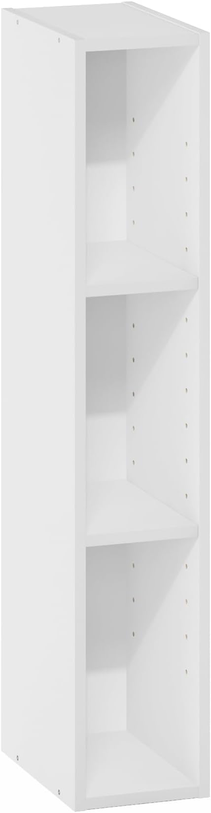 Furinno Fulda Book Shelf, 3-Tier Narrow Bookshelf, Bookcase with 6-in Width Storage Shelf, 9.3 x 5.9 x 31.5, for Living Room, Bedroom, Home Office, White