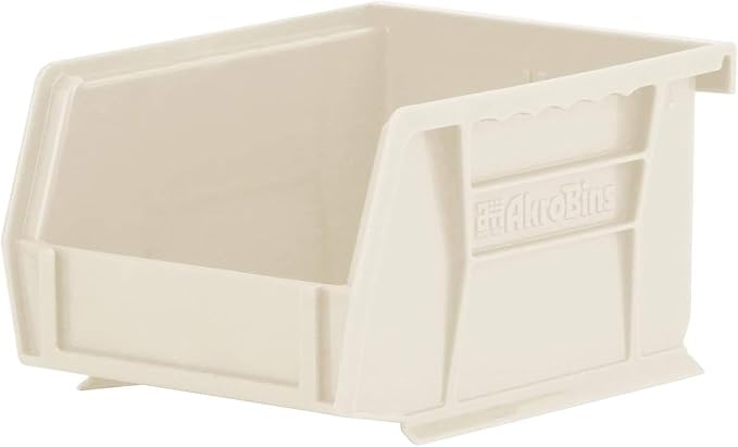 Akro-Mils 30210 AkroBins Plastic Storage Bins, 5"x4"x3", Stone, 24-Pack | Space-Saving Stackable Bins for Garage, Pantry, Craft Organization