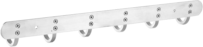 Coat Hook Wall Mount - Towel Rack with 6 Hooks Hanger for Hanging Clothes, Bags, Keys, and Towels Bathroom, Entryway, Door, 304 Stainless Steel Brushed Nickel