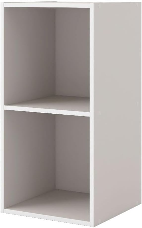 Homes: Inside + Out Apexa 2-Cube Storage Organizer Shelves, Stackable Wood Bookcase Fits Cubby Bins for Organization, Dorm Teen Room Decor & Home Office, Taupe Grey