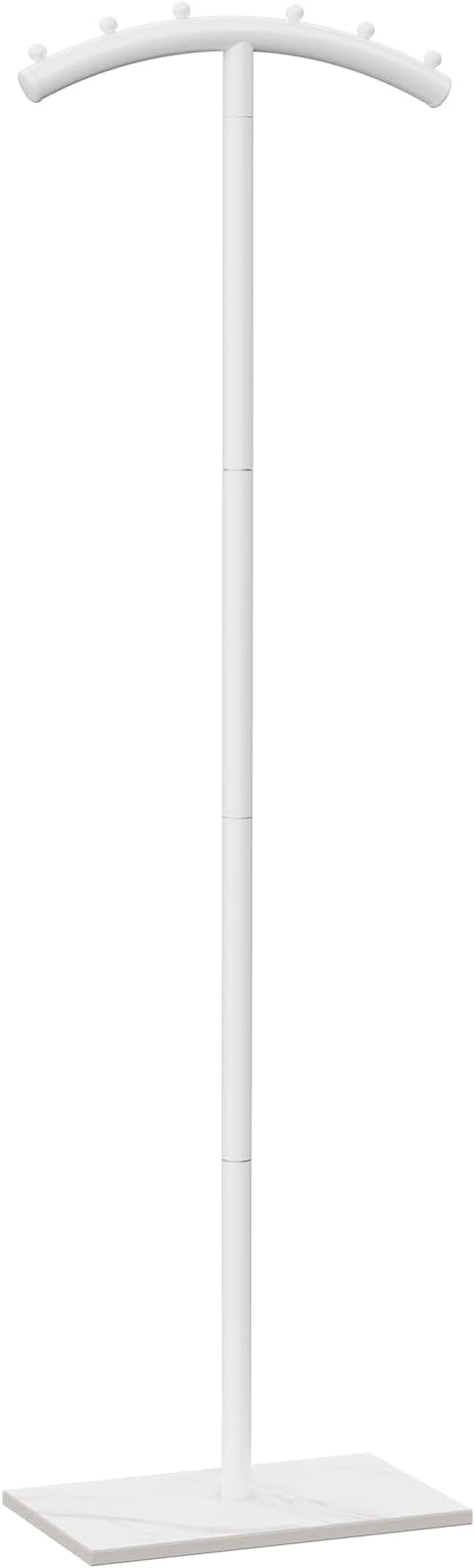Freestanding Metal Clothes Rack with Natural Rock Base,68.9in,White | T-shaped Coat Hangers with Anti Slip Knots,Easy to Clean Garment Racks for Home,Durable Clothing Trees for Office