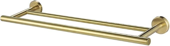 JQK Double Towel Bar 20.5 Inch, Brushed Gold Useable 18 Inch 304 Stainless Steel Thicken 0.8mm Towel Rack Bathroom, Towel Holder Wall Mount, TB100L18-BG