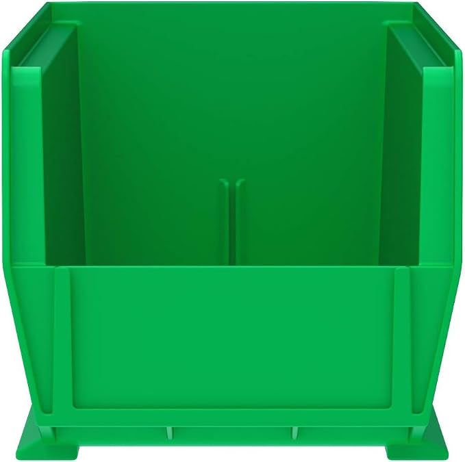 Akro-Mils 30234 AkroBins Plastic Storage Bins, 15"x5"x5", Green, 12-Pack | Space-Saving Stackable Bins for Garage, Pantry, Craft Organization