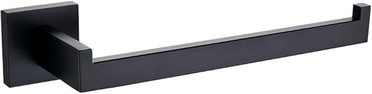 TASTOS Hand Towel Holder Wall Mounted, Square Towel Ring, Matte Black | Stainless Steel Hand Towel Bar for Bathroom and Kitchen, Heavy Duty, Modern design hand Towel Rack, Screw-In, Square Base