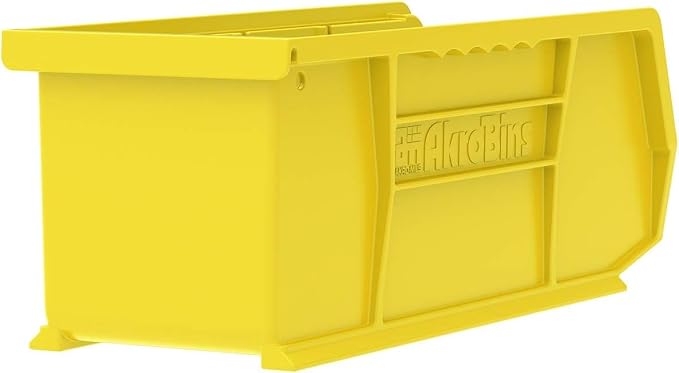 Akro-Mils 30224 AkroBins Plastic Storage Bins, 11"x 4"x 4", Yellow, 12-Pack | Space-Saving Stackable Bins for Garage, Pantry, Craft Organization