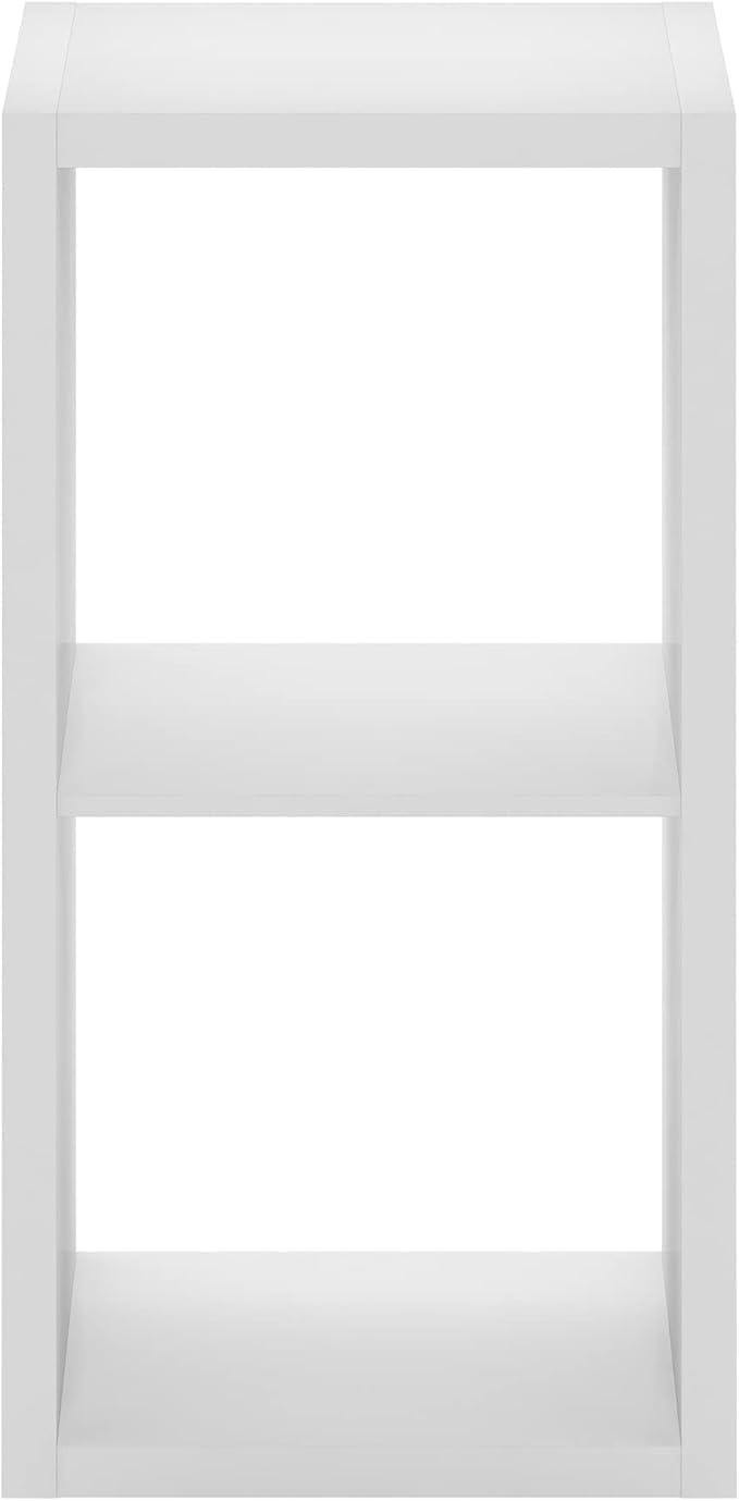 Furinno Cubicle Open Back Decorative Cube Storage Organizer, 2, White | 14.6" x 16" x 30", Horizontally & Vertically Reversible Bookcase with Open Back, for Living Room, Bedroom, Home Office