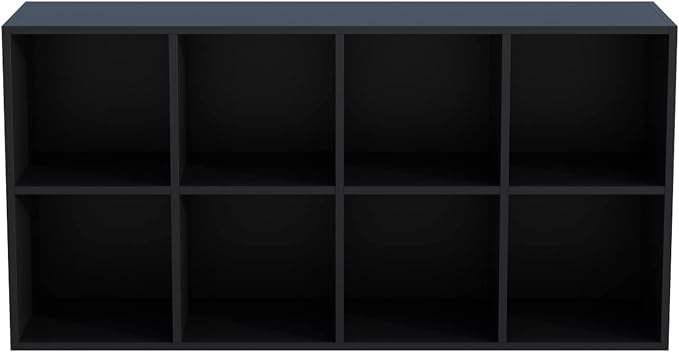 OSCHF 8-Cube Storage Shelf Bookcase, Black | Wooden 4-Tier Open Bookshelf, Fits 11×11" Bins, Vertical or Horizontal Use, Full Back Panels, For Home Office