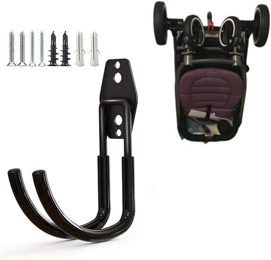Zoele Wall Mount Baby Stroller Hanger - Baby Stroller Rack Holder, Garage Power Tool Hanger Wall Hook, Steel Garage Tool Storage Organizer Utility Hooks (Black)