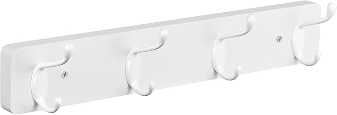 OUTNILI Heavy Duty Coat Rack Wall Mount - White Coat Hooks Wall Mounted for Sunglasses Jackets Hats Purse Dog Leashes Towels - Coat Hanger for Entryway Closet Mudroom Laundry Room Bathroom