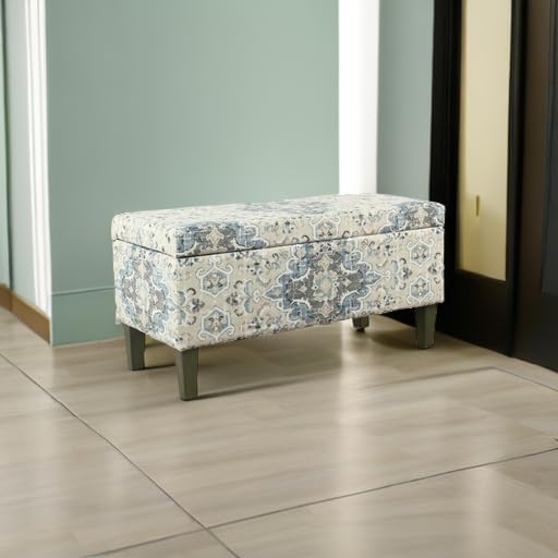 HomePop 36" Decorative Storage Bench - Antiqued Blue