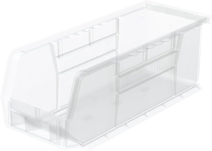Akro-Mils 30224 AkroBins Plastic Storage Bins, 11"x 4"x 4", Clear, 12-Pack | Space-Saving Stackable Bins for Garage, Pantry, Craft Organization
