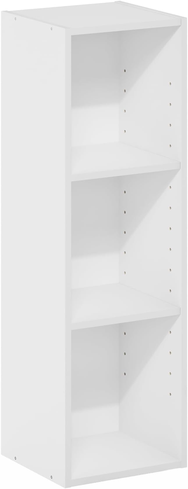 Furinno Fulda Book Shelf, 3-Tier Narrow Bookshelf, Bookcase with 10-in Width Storage Shelf, 9.3 x 9.8 x 31.5, for Living Room, Bedroom, Home Office, White