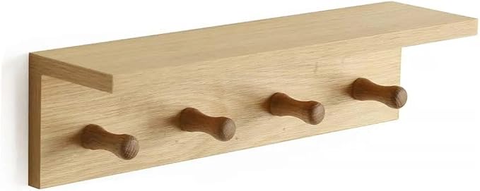 Entrance Coat Rack ，Coat Hooks, Wall-Mounted Wooden Hook Rack, Wall-Mounted Shelves(Oak Colored Finish—A-1)