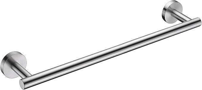 Nolimas Brushed Nickel Bath Towel Bar Single Bars Towel Rack Rod Classic Wall Mounted SUS304 Stainless Steel Bathroom Towel Holder Toilet Kitchen Towel Shelf Single Layer,18 inches