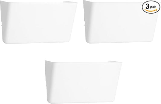 EASEPRES 3 Pack White Plastic Single Pocket Hanging File Organizer, Wall Mount Paper Mails Magazines Holder, Mounted Folder Bins for Office School and Home, 12.99x4.13x7.48 inches