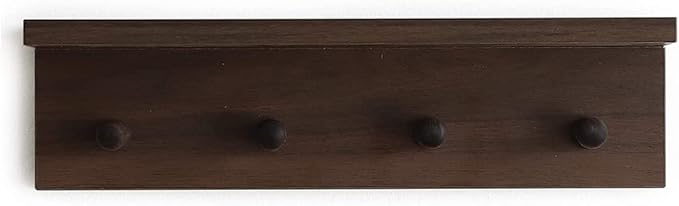 Entrance Coat Rack ，Coat Hooks, Wall-Mounted Wooden Hook Rack, Wall-Mounted Shelves are Very Suitable (Walnut Color Finish—A-1)