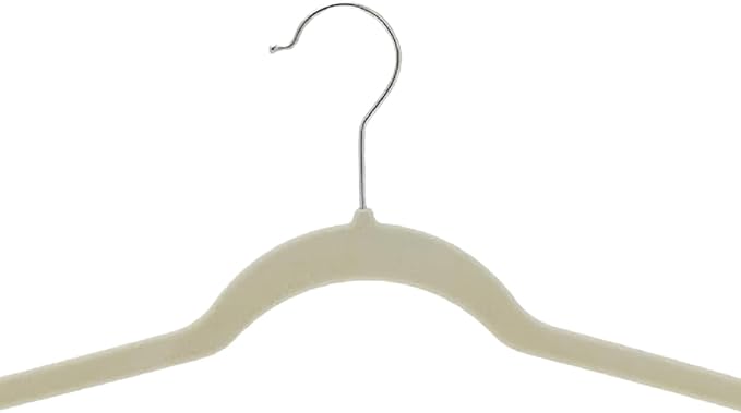 Amazon Basics Slim Velvet Non-Slip Space Saving Suit Clothes Hangers, Closet Organizer, Ivory/Beige, 30-Pack