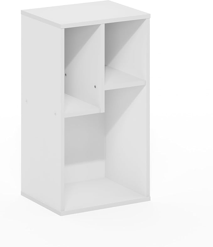 Furinno DALY Book Shelf, 3-Cube Bookshelf, Cube Storage Organizer Bookcase with Irregular Compartments, 9.4 x 11.7 x 21.3, for Living Room, Bedroom, Home Office, White