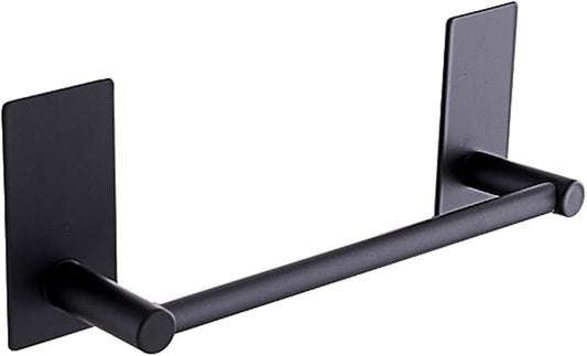 Adhesive Black Towel Bar 9-inch, Stick On Bath Towel Rack, Hand Towel Holders, No Drilling on Wall - Black