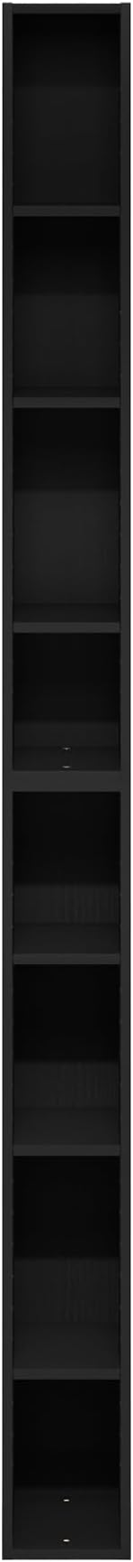 Furinno Fulda Book Shelf, 8-Tier Bookshelf, Bookcase with Space Saving Storage Shelf, 9.2 x 5.9 x 70.9, for Living Room, Bedroom, Home Office, Blackwood