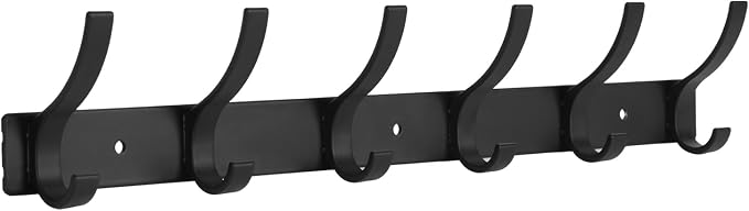 Optish Coat Rack Wall Mount, Coat Hook Wall Mount, Wall Hooks for Hanging, Hat Rack for Walls, Coats Hanger with 12 Hook, Towel Hooks for Bathrooms (1 Pack, Black)