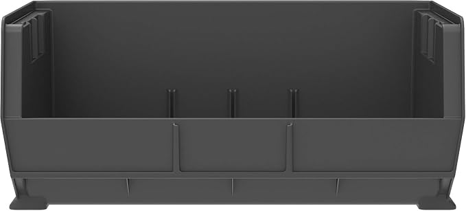 Akro-Mils 30250 AkroBins Plastic Storage Bins, 15"x16"x7", Black, 6-Pack | Space-Saving Stackable Bins for Garage, Pantry, Craft Organization