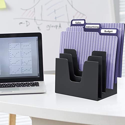 Acrimet 5 Section Incline File Sorter Organizer, Desktop Mail Holder, Black | Durable Plastic, Space-saving Design, Easy Document Access, Ideal for Office, Home and School Use