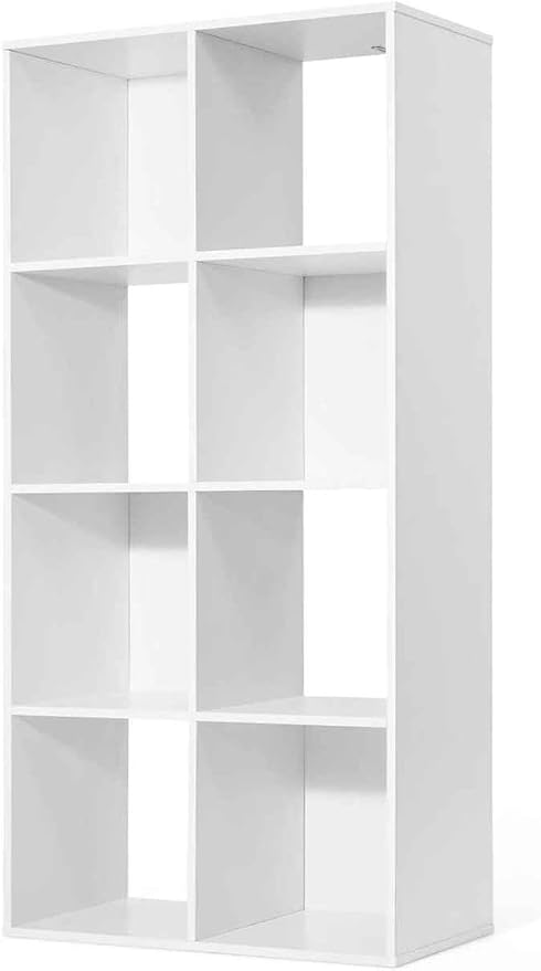 CAPHAUS Sturdy Room 11-Inch Cube Storage Organizer Shelf, with Thick Exterior Edge, Storage Shelf Divider w/Back, Bookcase, 8-Cube, White