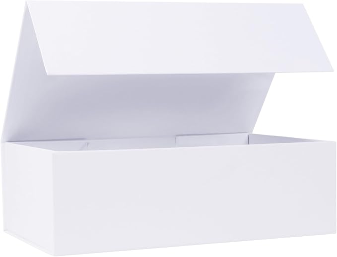 LFBOX White Gift Box with Magnetic Lids 1 Pack | Large Bridesmaid Groomsman Proposal Boxes,13.8x8.3x4.4 in, Collapsible Rectangle Storage Box