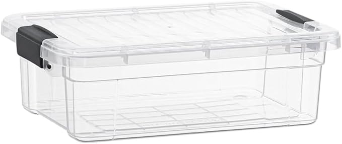 Superio Clear Storage Box with Lid, 13.7 Quart Plastic Container Bins for Organizing, Stackable Crates, BPA Free, Non Toxic, Odor Free, Organizers for Home, Office, School, and Dorm