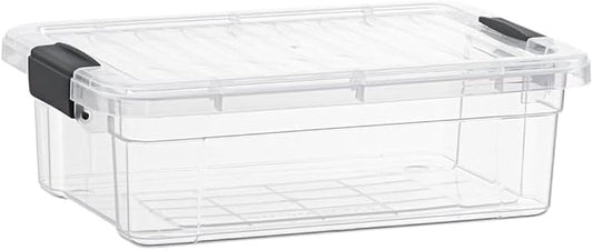 Superio Clear Storage Box with Lid, 13.7 Quart Plastic Container Bins for Organizing, Stackable Crates, BPA Free, Non Toxic, Odor Free, Organizers for Home, Office, School, and Dorm