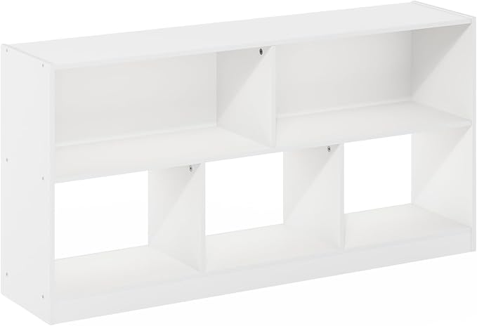 5-Cube Bookshelf, Horizontal Bookcase, Cube Storage Organizer & Book Shelf, 10.9 x 47.2 x 23.6, for Home Office, Living Room, Bedroom, White