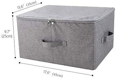 iwill CREATE PRO Pack of 3, 17.7 * 13.8 * 9.8" Stackable Folding Storage Baskets with Lid & Carry Handles & Memo Pocket, Good Wardrobe Separator Bins, Dark Gray