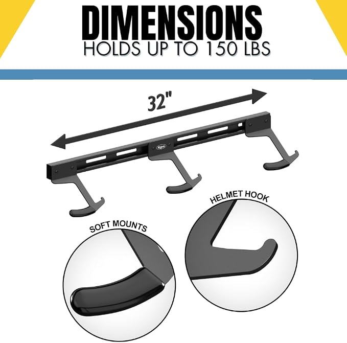 Wall Mount Bike Rack | Steel Bike Mount | Adjustable Hangers | Easy Mount | USA Made