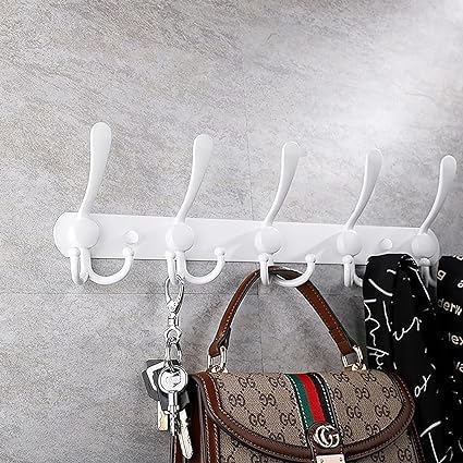 GlazieVault White Coat Hooks for Wall - Stainless Steel Coat Racks (2 Pack) - Heavy Duty White Coat Hooks Wall Mounted - Premium Design Rust Free White Coat Hangers Wall Hoks