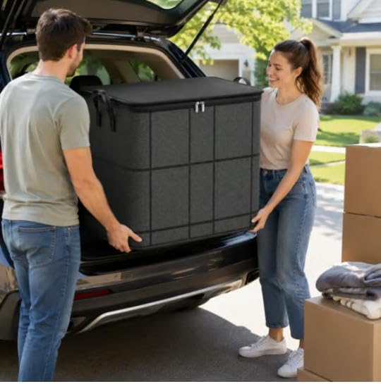 Spacious Moving Storage Bin, Zippered Organizer,XXL Foldable Storage Bags (1PCS, Medium)